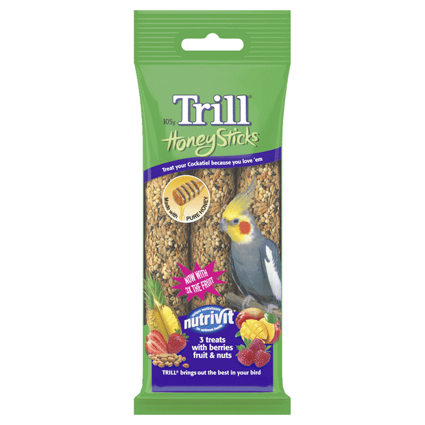 TRILL Honeystick For Cockatiels 105G 3PK
