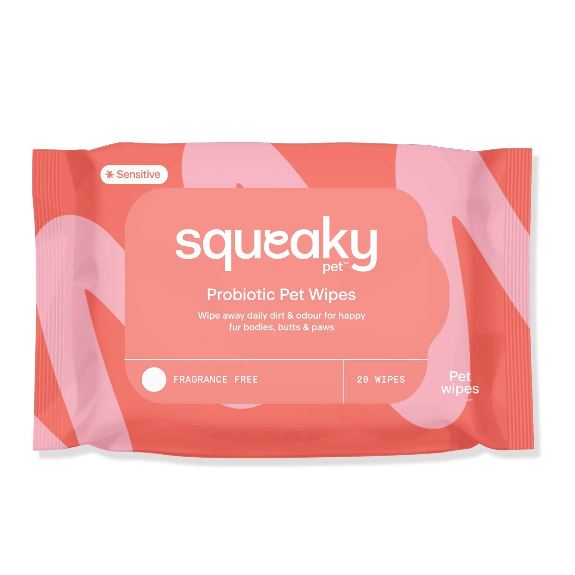 SQUEAKY PET PROBIOTIC PET WIPES FRAGRANCE FREE 20 WIPES