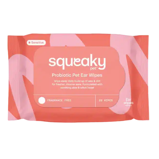 SQUEAKY PET PROBIOTIC PET EAR WIPES FRAGRANCE FREE 20 WIPES