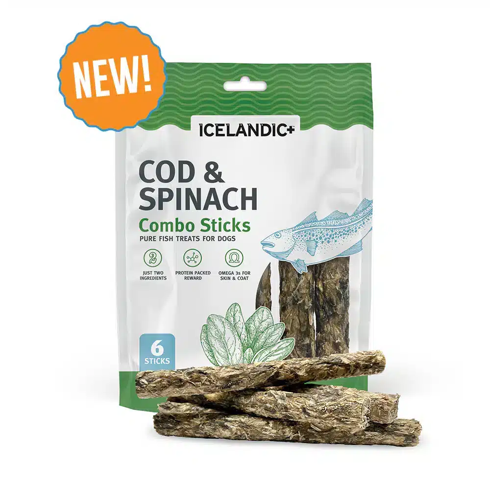 Icelandic+ Dog Treats Cod & Spinach Combo Sticks 6 Sticks