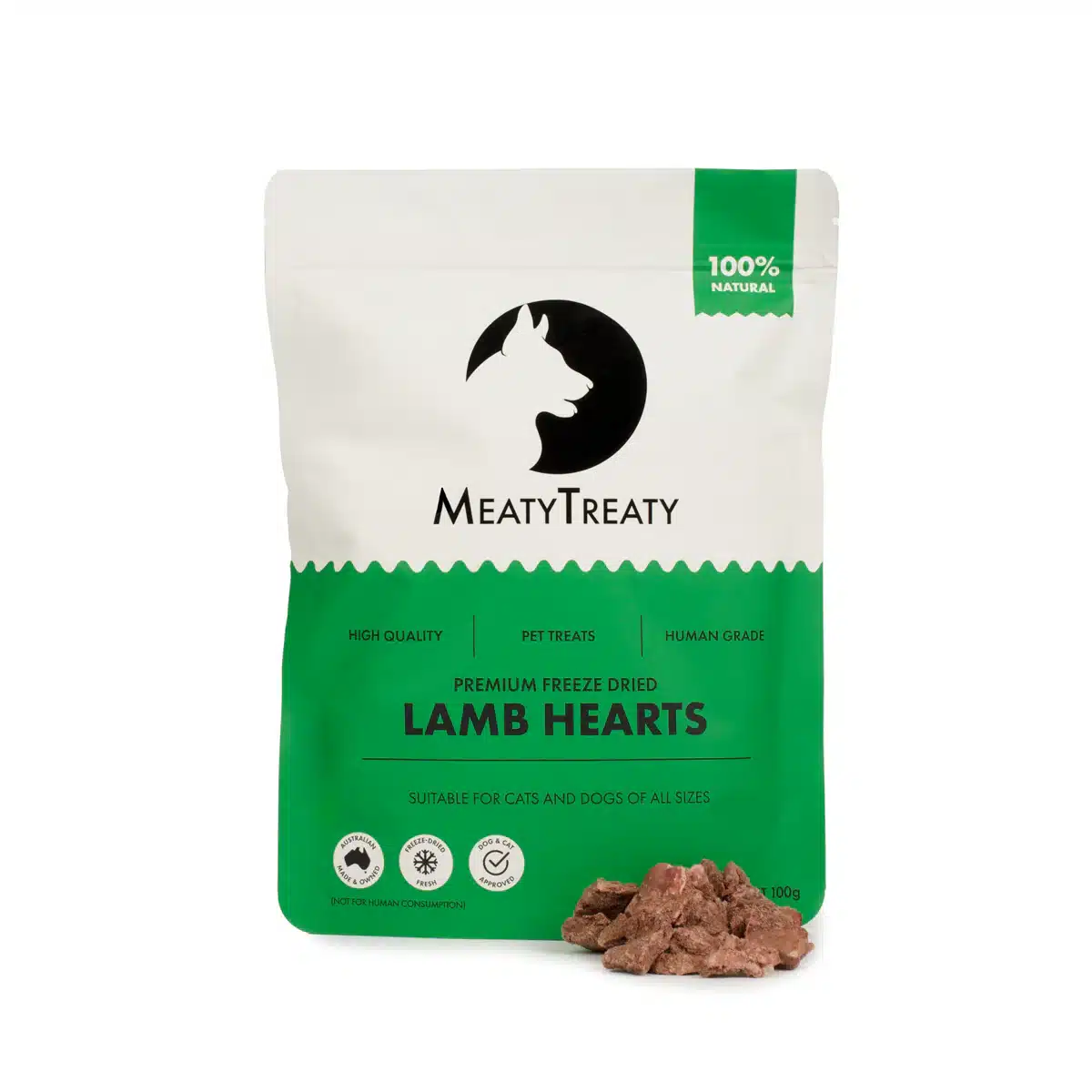 MEATY TREATY FREEZE DRIED LAMB HEARTS 100G