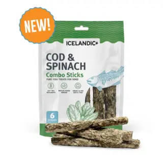 Icelandic+ Dog Treats Cod & Spinach Combo Sticks 6 Sticks