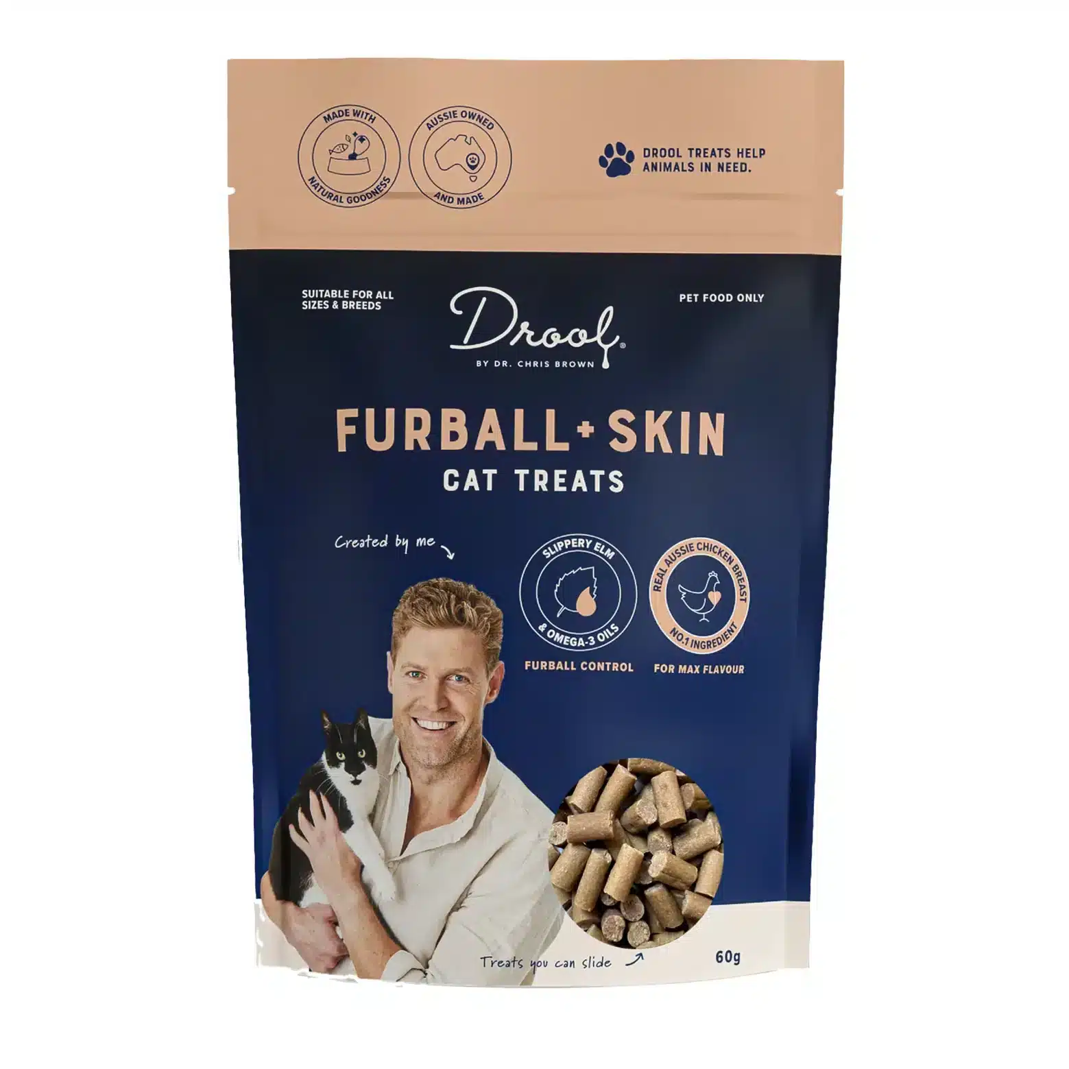 DROOL BY DR CHRIS BROWN FURBALL AND SKIN CAT 60G