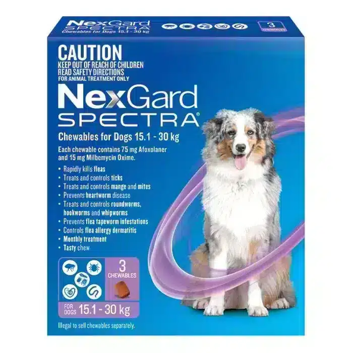 NexGard Spectra Large Dog 15.1kg - 30kg (Purple) 3 Pack