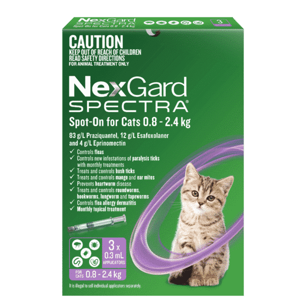 NexGard Spectra Spot-on Solution for Small Cats & Kittens 0.8kg - 2.4 kg 3 Packs