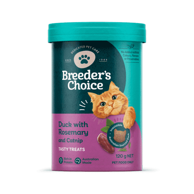Breeder's Choice Cat Treats Duck with Rosemary And Catnip - 120g