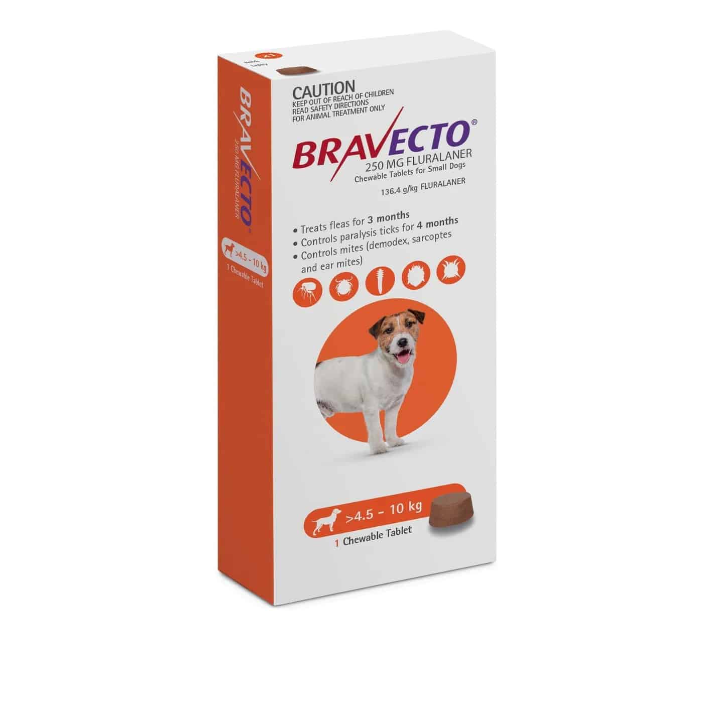 Bravecto Chews For Small Dogs 4.5-10Kg (Orange) One