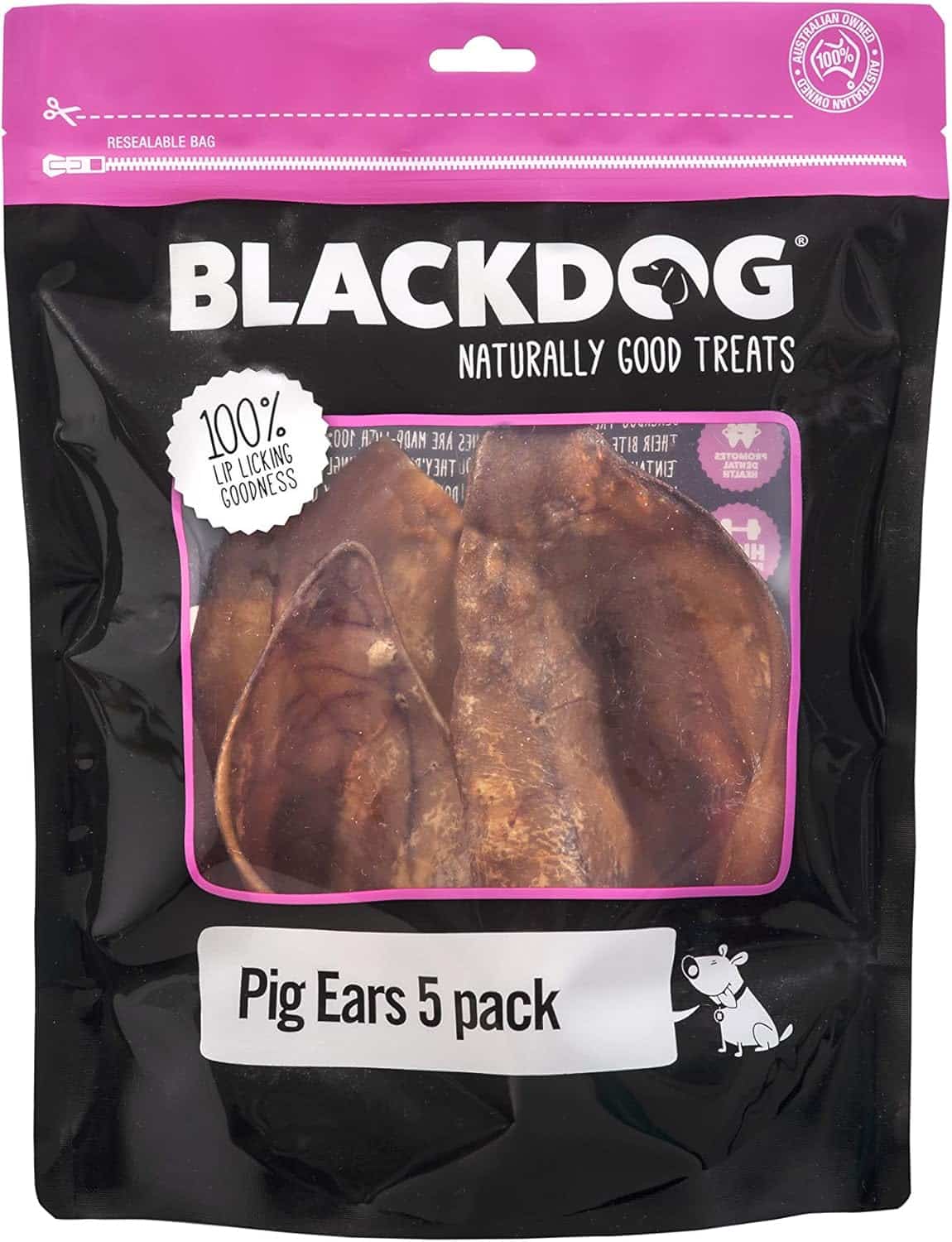 Black Dog Pigs Ears - 5 Pack
