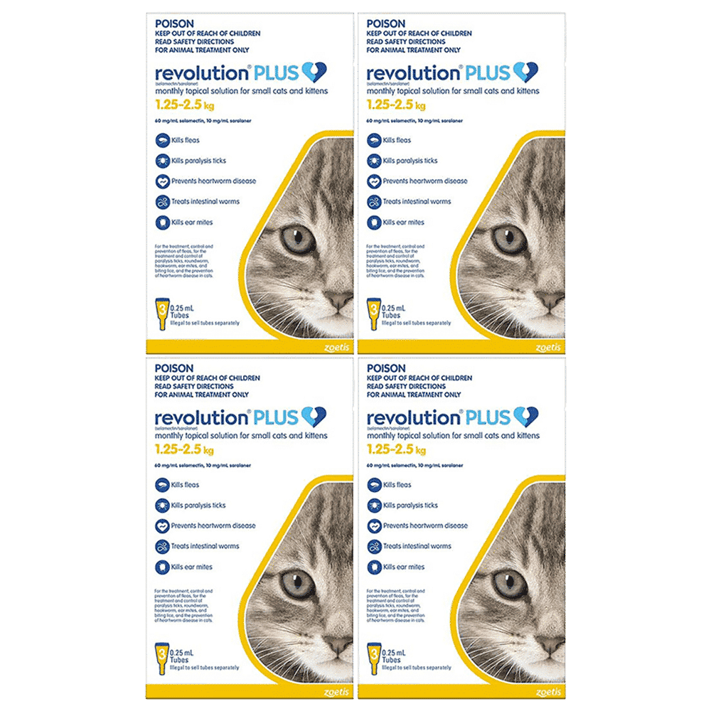Revolution Plus Yellow For Small Cats and Kittens (1.25-2.5kg) 12 Pack
