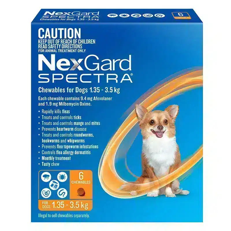 NexGard Spectra Very Small Dog 1.35kg - 3.5kg (Orange) 6 Pack