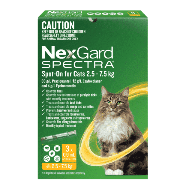 NexGard Spectra Spot-on Solution for Cats 2.5 - 7.4 kg (Yellow) 3 Packs