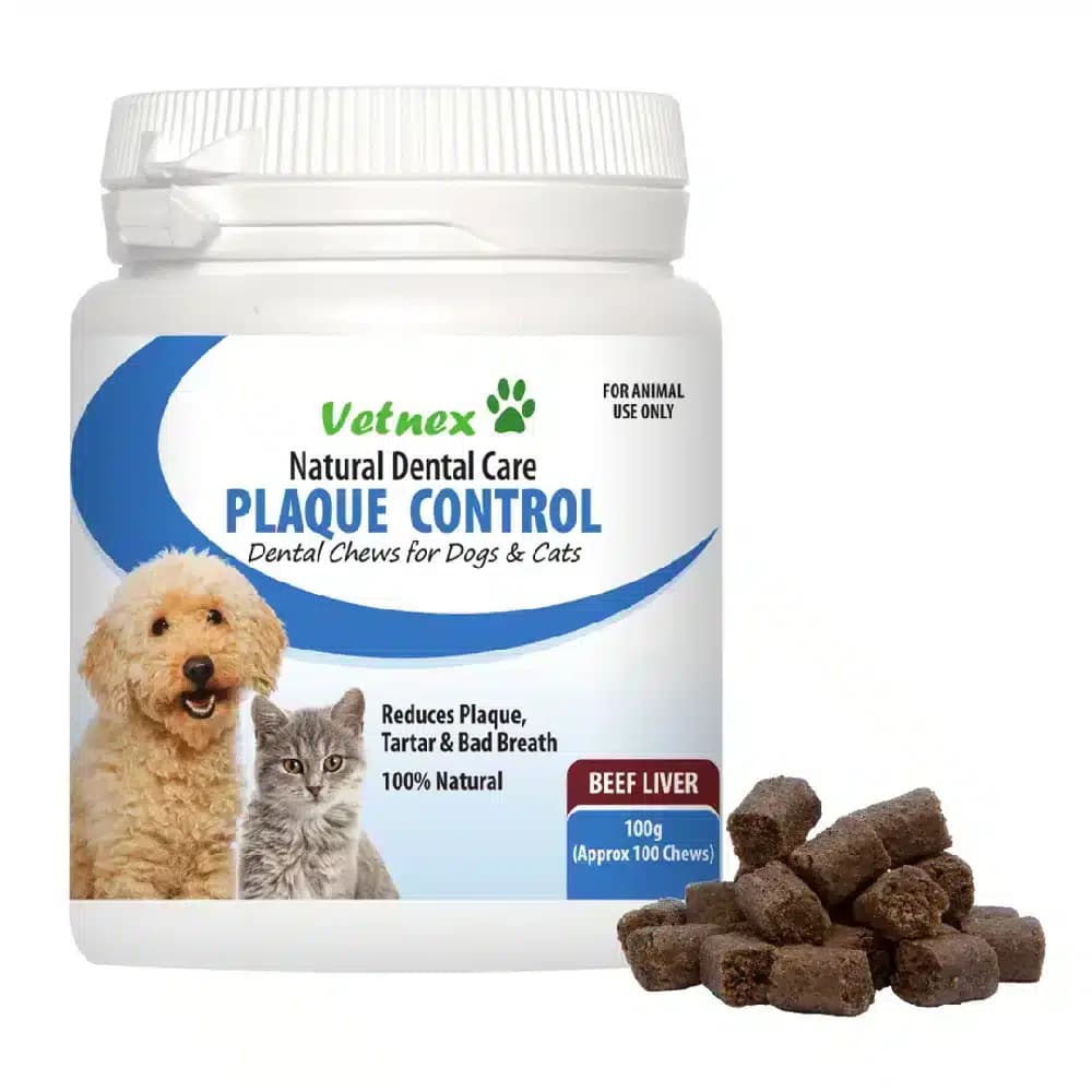 Vetnex Plaque Control Dental Chews For Dogs and Cats - Beef Liver