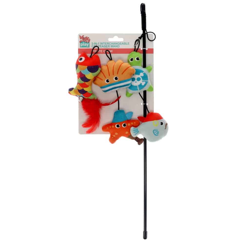 Kitty Play 3-in-1 Interchangeable Cat Teaser Wand Pirate Crew