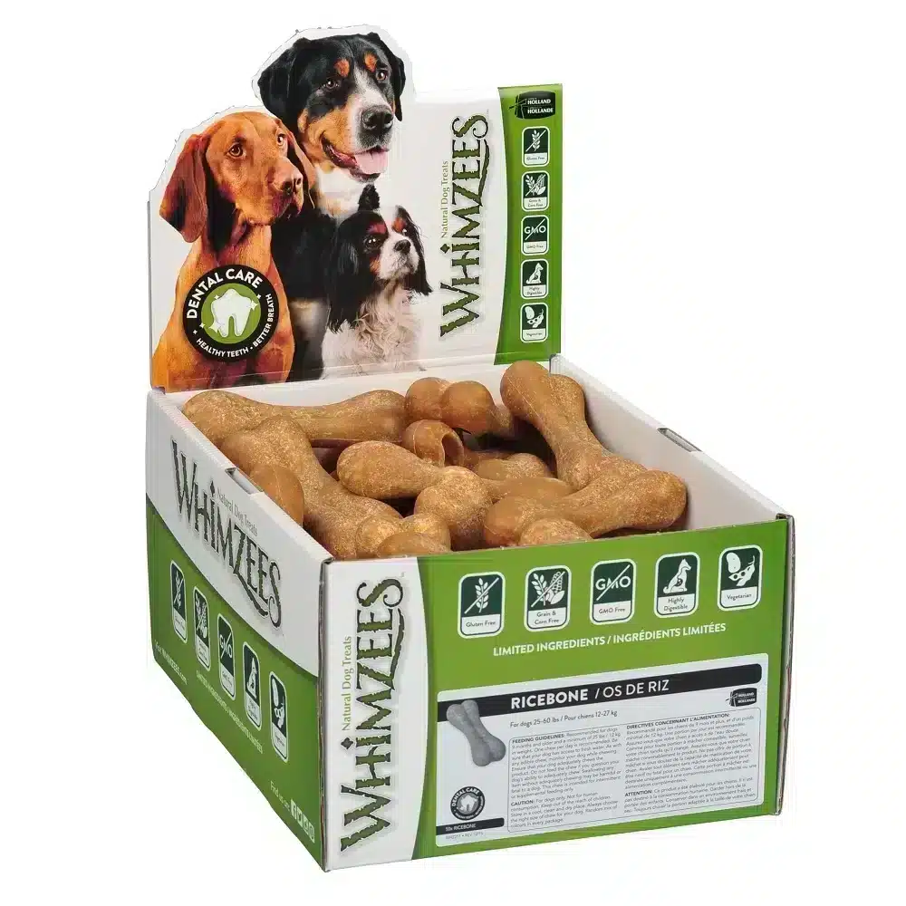 Whimzees Ricebone Dental Treats For Medium and Large Dogs - 20 Pack
