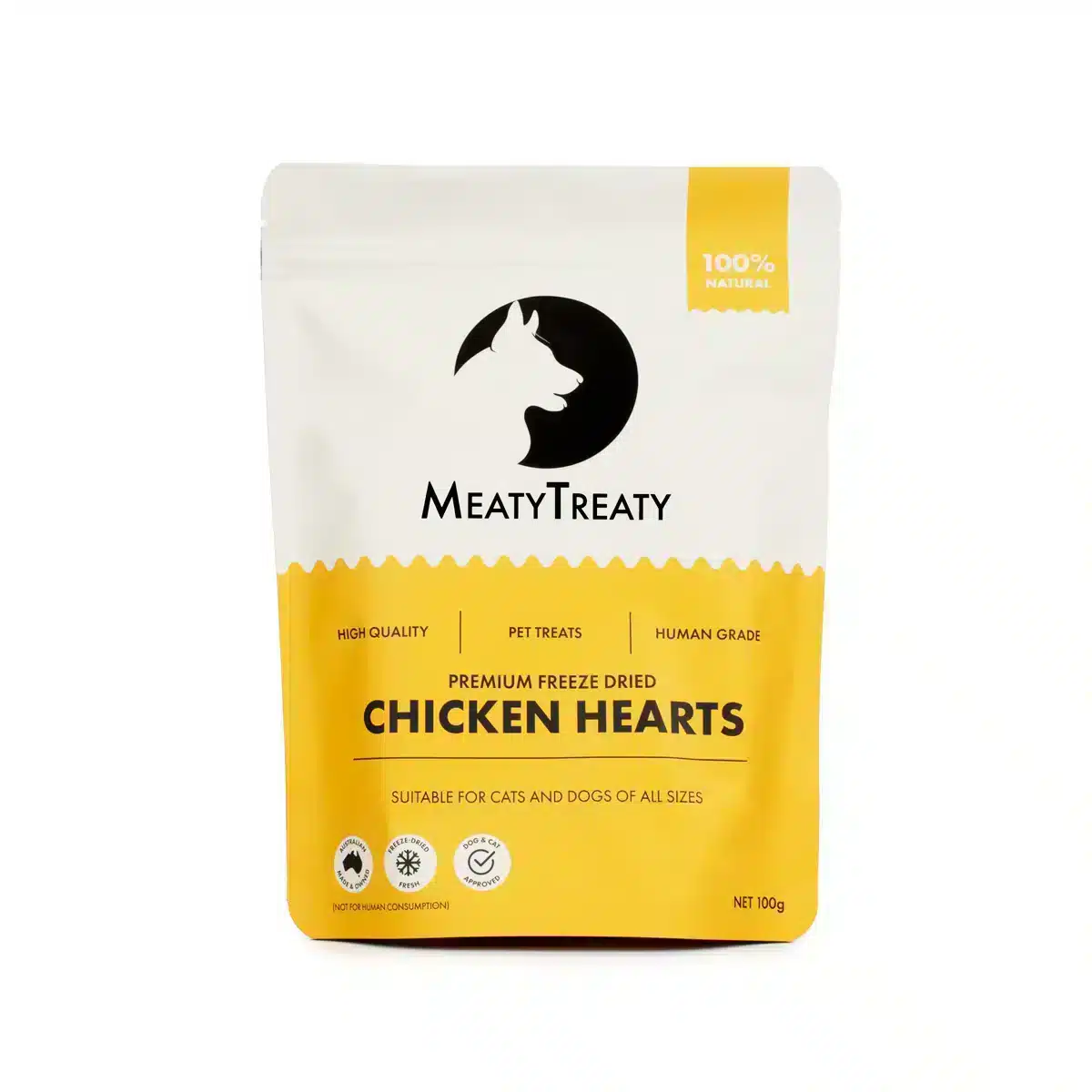 Meaty Treaty Freeze Dried Chicken Heart Dog And Cat - 100g