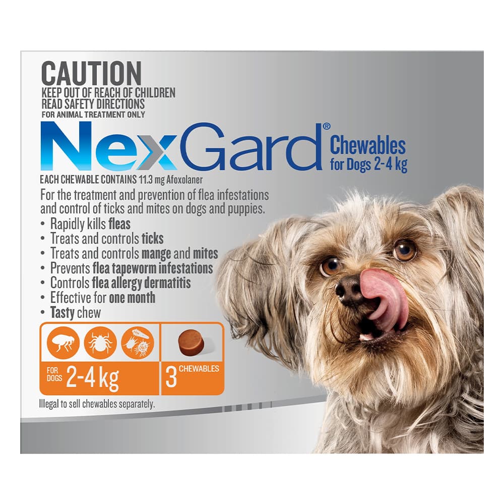NexGard Small Dog 2kg - 4kg (Orange) - 3pk