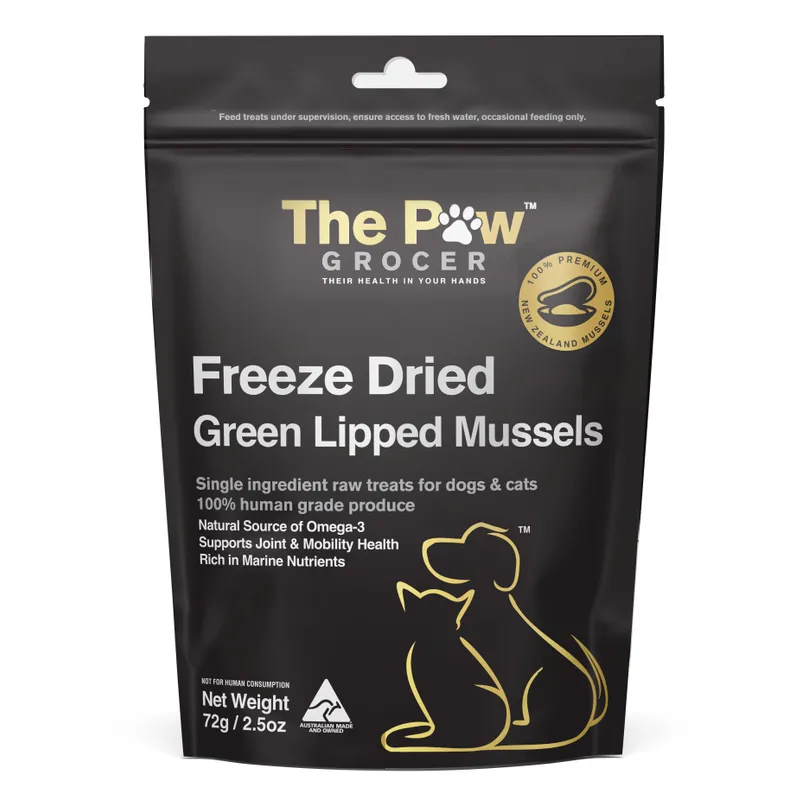 The Paw Grocer - Black Label Freeze Dried Green Lipped Mussels 72g
