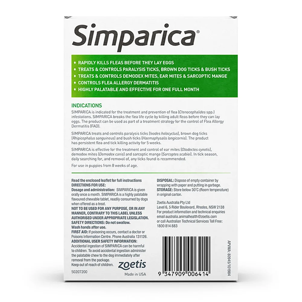 Simparica Green - For Large Dogs (20.1-40kg)