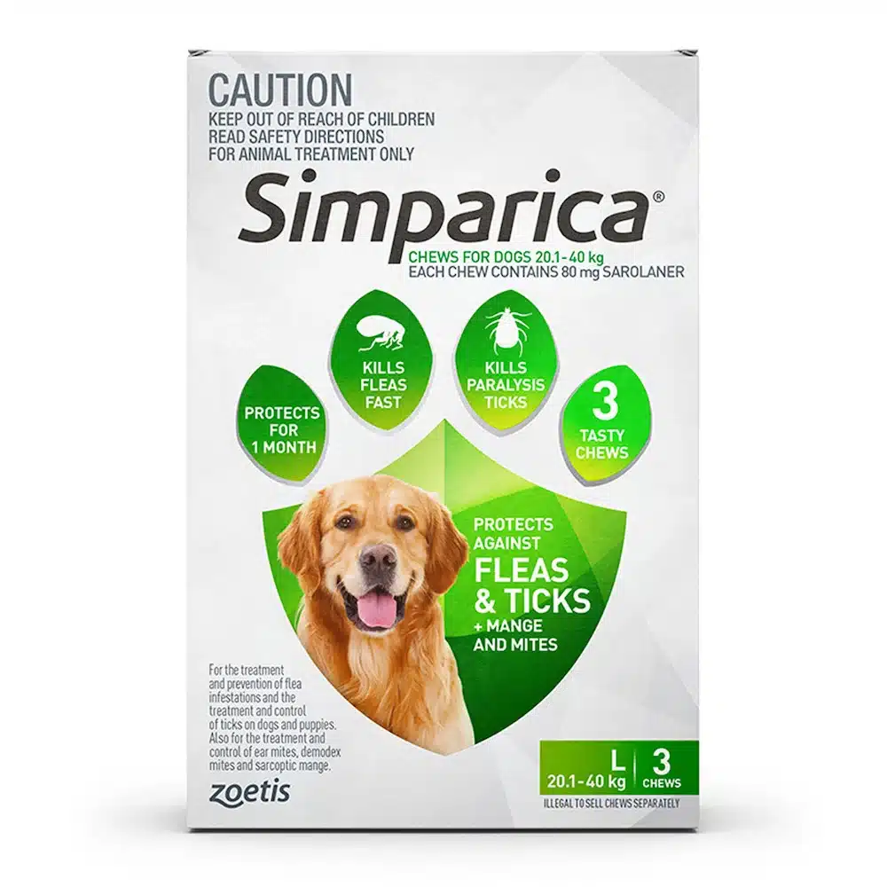 Simparica Green - For Large Dogs (20.1-40kg) - 3 Pack