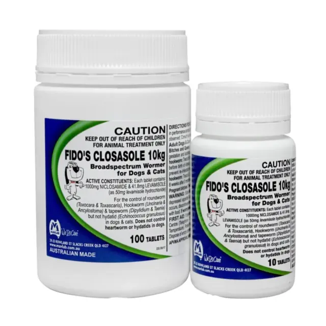Fido's Closasole 10kg Tablets For Cats and Dogs - 1 Tablet, 10 Tablets & 100 Tablets