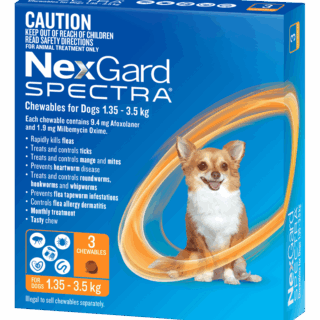 NexGard Spectra Very Small Dog  1.35kg - 3.5kg (Orange) 3 Pack - EXP 30/09
