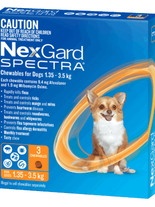 NexGard Spectra Very Small Dog  1.35kg - 3.5kg (Orange)