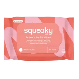 SQUEAKY PET PROBIOTIC PET EAR WIPES FRAGRANCE FREE 20 WIPES