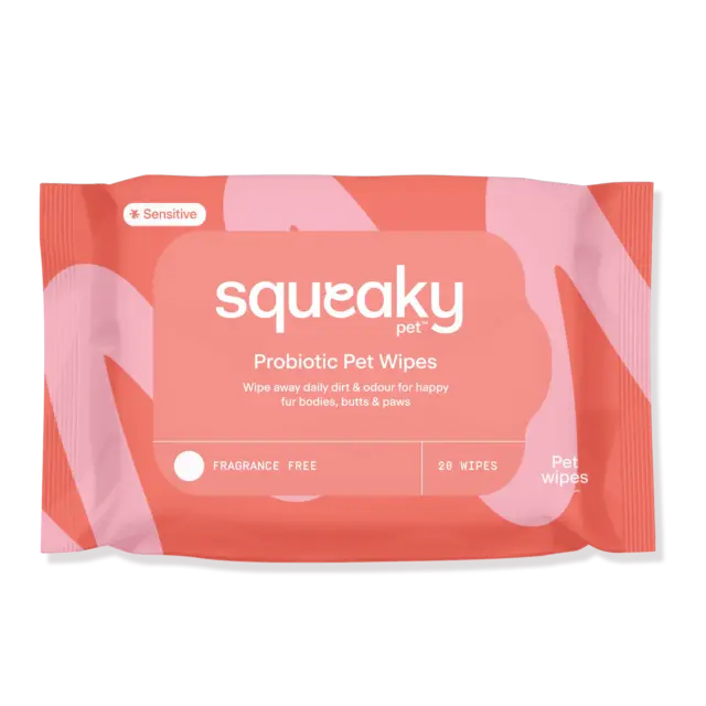 SQUEAKY PET PROBIOTIC PET WIPES FRAGRANCE FREE 20 WIPES