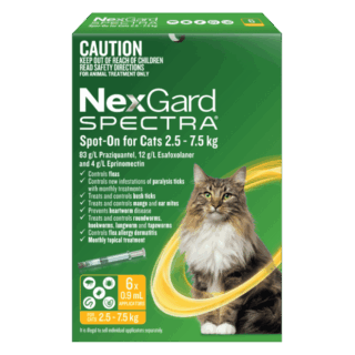 NexGard Spectra Spot-on Solution for Cats 2.5 - 7.4 kg (Yellow) - 6 Packs